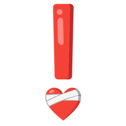 red exclamation mark and mending heart