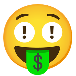 Red exclamation mark and Money-mouth face