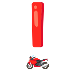red exclamation mark and motorcycle