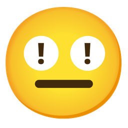 red exclamation mark and neutral face