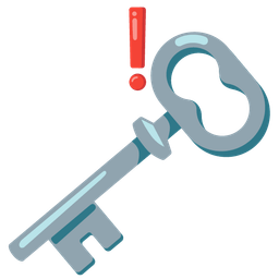 red exclamation mark and old key