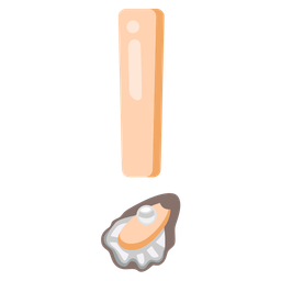 red exclamation mark and oyster