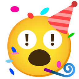 red exclamation mark and partying face