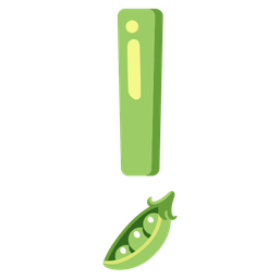 red exclamation mark and pea pod