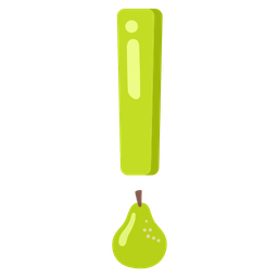 red exclamation mark and pear