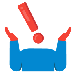 red exclamation mark and person shrugging