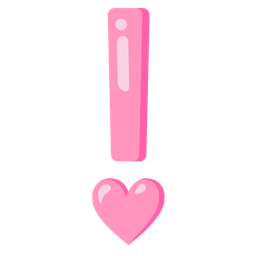 red exclamation mark and pink heart