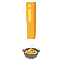 red exclamation mark and pot of food