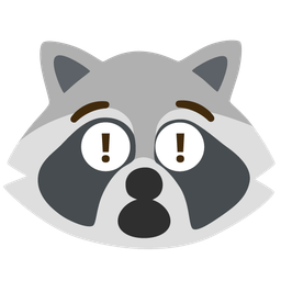 red exclamation mark and raccoon
