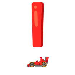 red exclamation mark and racing car