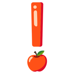 red exclamation mark and red apple