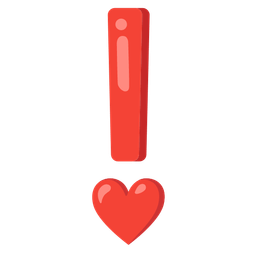 red exclamation mark and red heart