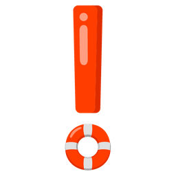 red exclamation mark and ring buoy