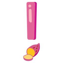 red exclamation mark and roasted sweet potato