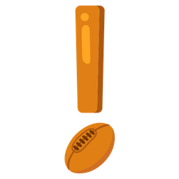 red exclamation mark and rugby football