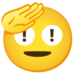 red exclamation mark and saluting face