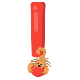 red exclamation mark and scorpion