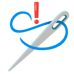 red exclamation mark and sewing needle