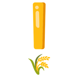 red exclamation mark and sheaf of rice