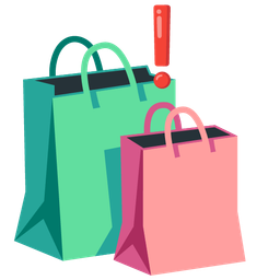 red exclamation mark and shopping bags