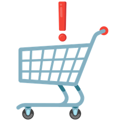 red exclamation mark and shopping cart
