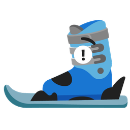 red exclamation mark and skis