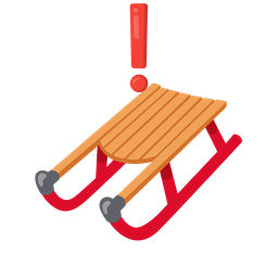 red exclamation mark and sled
