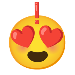 Red exclamation mark and Smiling face with heart-eyes