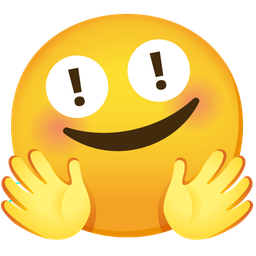 Red exclamation mark and Smiling face with open hands