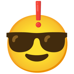 red exclamation mark and smiling face with sunglasses