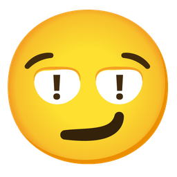 red exclamation mark and smirking face