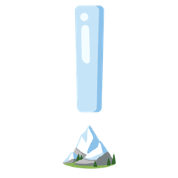 red exclamation mark and snow-capped mountain