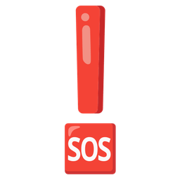 red exclamation mark and SOS button