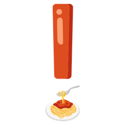 red exclamation mark and spaghetti