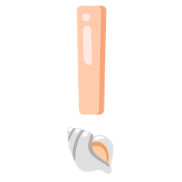 red exclamation mark and spiral shell