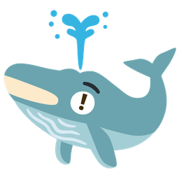 red exclamation mark and spouting whale