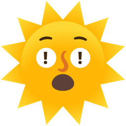 red exclamation mark and sun with face