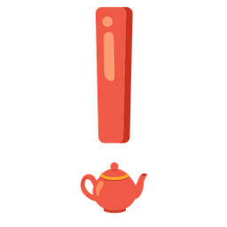 red exclamation mark and teapot