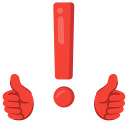 red exclamation mark and thumbs up