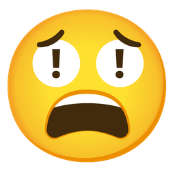 red exclamation mark and tired face