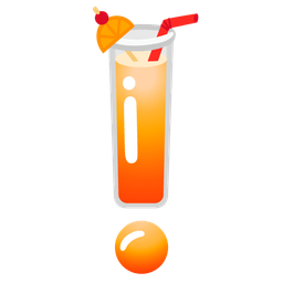 red exclamation mark and tropical drink