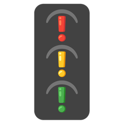 red exclamation mark and vertical traffic light