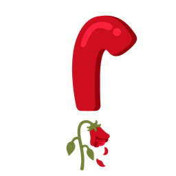 red exclamation mark and wilted flower