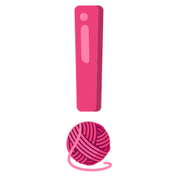 red exclamation mark and yarn