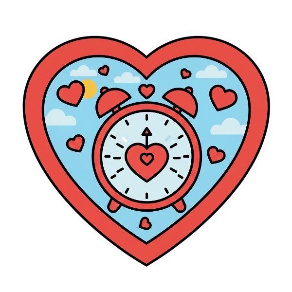 Red heart and Alarm clock