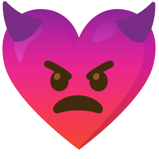Red heart and Angry face with horns