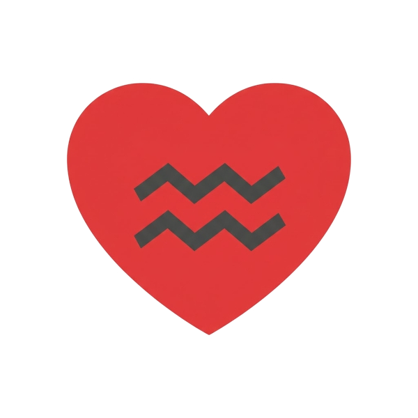 Red heart and Aquarius