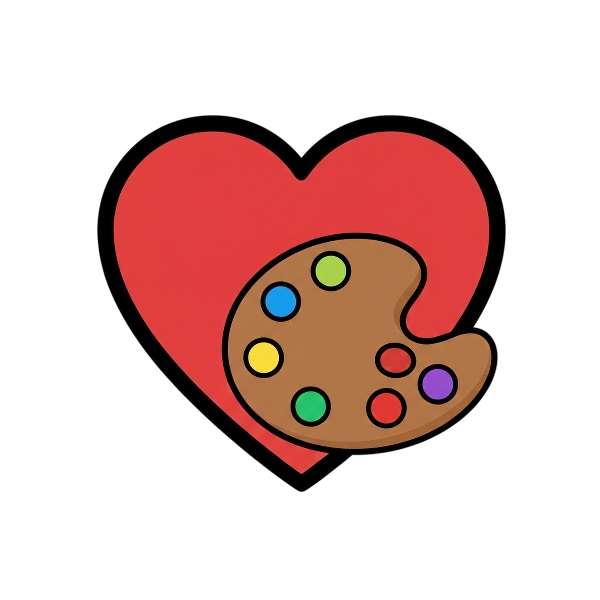 Red heart and Artist palette