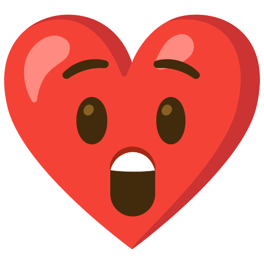 Red heart and Astonished face