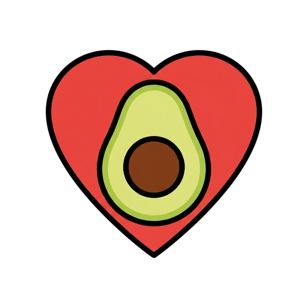 Red heart and Avocado